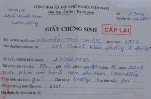 thủ tục cấp lại giấy chứng sinh